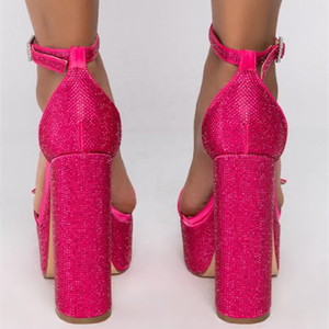 Belle scarpe con tacco alto con strass Bling fibbia alla moda cinturino alla caviglia <span class=keywords><strong>sandali</strong></span> Sexy da <span class=keywords><strong>donna</strong></span> piattaforma spessa rosa taglia <span class=keywords><strong>43</strong></span> - Product Image 5