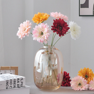 Flores Artificiales de Gerbera, Tallo Individual, Poliéster y Seda, Decoración para el Hogar, Accesorios para Fotografía de Bodas, Blanco, Rosa, Amarillo, Rojo - Product Image 1