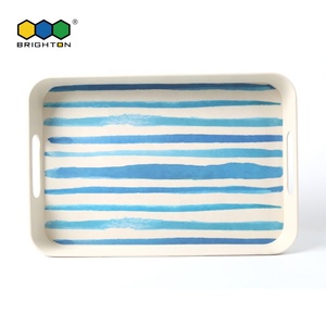 Meilleur vente fibre de bambou 17 pouces rect poignée traysindoor et en plein air à manger plateaux de service pour en gros - Product Image 1