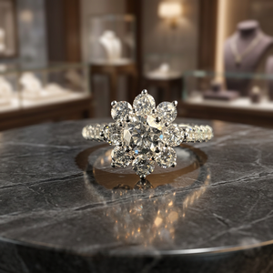 Bague de fiançailles ANJALI de luxe en or 18 carats avec diamant naturel, taille excellente, clarté VS1, taille brillant, pierre latérale 0,8 ct, classique et raffinée - Product Image 3