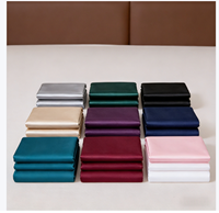 Parure de draps en satin soyeux de luxe, ultra douce et respirante, avec housse de matelas à poches profondes, pour la maison, l'hôtel et la décoration de chambre.