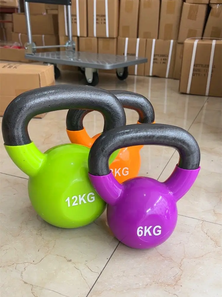 Kettlebells de ferro fundido para competição de treinamento de força em academia de fitness com logotipo personalizado de 2kg-50kg com aderência