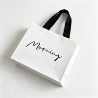 Sac shopping en papier imprimé avec logo, poignée en ruban satiné, pour vêtements, chaussures et accessoires vestimentaires, emballage de marque