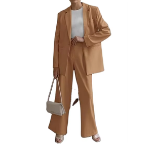 Costumes pour femmes, ensemble 2 pièces, veste de blazer décontractée et élégante, <span class=keywords><strong>pantalon</strong></span> large, tenues formelles - Product Image 1