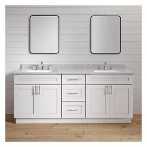 Meuble de salle de bain de luxe de haute qualité, style shaker, laqué brillant, avec plan de travail en céramique - Product Image 2