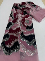 Tissu en dentelle de velours brodé de perles et de sequins NI.AI 2026 de luxe pour mariage et fête, idéal pour la dentelle de velours nigériane