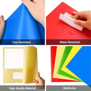 Porte-documents robuste en plastique à deux poches avec porte-cartes de visite pour bureau, lycée, entreprise, <span class=keywords><strong>CV</strong></span> - Product Image 4