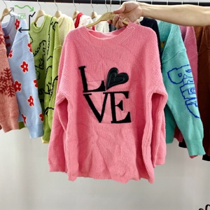 Suéter de Lana con Estampado de Segunda Mano para Mujer, Suéter Informal de Manga Larga, Suéter de Lana con Estampado, Ropa Usada Cálida de Invierno, <span class=keywords><strong>Tienda</strong></span> China al por Mayor - Product Image 5