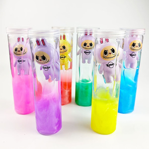 Vente en gros de <span class=keywords><strong>slime</strong></span> transparent en cristal de couleur galaxie mélangée, en bouteille longue et moyenne, avec poupée en plastique - Product Image 5
