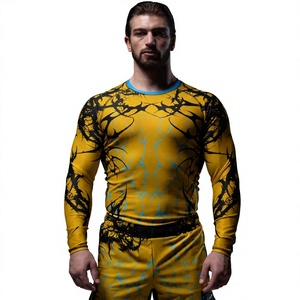 เสื้อรัดกล้ามเนื้อ MMA สำหรับผู้ชาย ขายดีที่สุด แบบขายส่ง สั่งทำได้ แห้งเร็ว ระบายอากาศได้ดี ผลิตจากผ้าสแปนเด็กซ์/โพลีเอสเตอร์ สำหรับกีฬาต่อสู้ คิกบ็อกซิ่ง ยิวยิตสู - Product Image 6