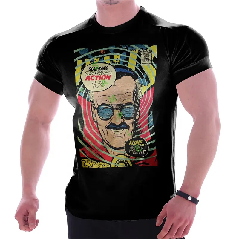 3D baskı grafik erkek T Shirt Polyester hızlı kuru sıkıştırma spor T Shirt