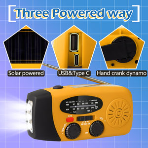 Đài phát thanh năng lượng mặt trời cầm tay, sạc lại được, dung lượng 5000mAh, tích hợp sạc điện thoại và đèn LED, hỗ trợ sóng WB/NOAA, dùng trong trường hợp khẩn cấp - Product Image 3