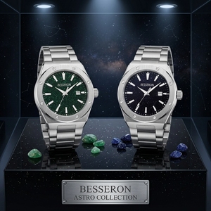 นาฬิกาควอตซ์หรูหราสำหรับผู้ชาย รุ่น Luxury Astro Collection ขนาด 42 มม. ตัวเรือนสแตนเลสสตีล หน้าปัดแสดงวันที่แบบอนาล็อก หน้าปัดลายท้องฟ้าเต็มดาว ผลิตโดยผู้ผลิตนาฬิกา - Product Image 1