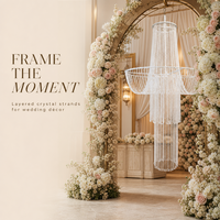 Rideau de perles en cristal décoratif avec cadre métallique, design en cascade superposée - Chandelier romantique et élégant pour mariage
