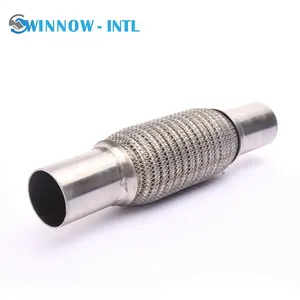 Factory Stainless Steel Flexible Exhaust Bellows Car Exhaust Flex Mesh Pipe With Extension Tube