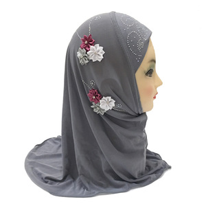 Sciarpa etnica islamica di 2-6 anni sei fiori cappello mediorientale musulmano Khimar Abaya Hijab per ragazze - Product Image 4