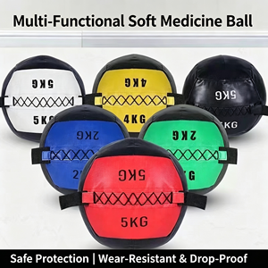 Medicine Ball 5 Kg PU Material <b>Strength</b> <b>Training</b> Durability Black Red Blue Color - Product Image 2