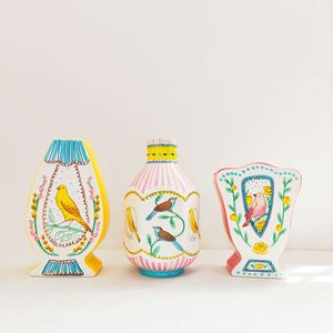 Vaso in Ceramica con Fiori e Uccelli del Campagna (Rosa e Notteggiante), Ornamento per Piante Idroponiche, per Casa, Soggiorno, Scrivania, Ufficio - Product Image 4
