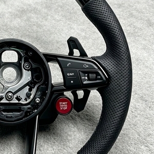 Nouveau Volant <span class=keywords><strong>S</strong></span>-<span class=keywords><strong>Line</strong></span> avec Bouton de Démarrage pour <span class=keywords><strong>Audi</strong></span> A5 A7 Q5 R8 TTRS C6 C7 S7 S4 A4 B8 RS3 SQ5 S5 B9 A6 C8 <span class=keywords><strong>A3</strong></span> - Noir Perforé - Product Image 3