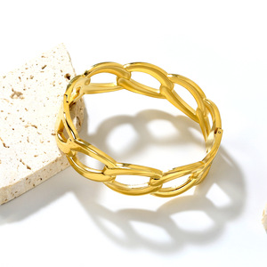 Pulsera de Cadena Geométrica Hueca para Mujer, Acero Inoxidable de 18k, Joyería de Moda, Diseño Ovalado - Product Image 3