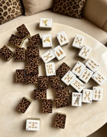 Ensemble de Mahjong américain de luxe portable à motif léopard, 160 pièces, tuiles de Mahjong américaines en acrylique à 4 couches, vente en gros