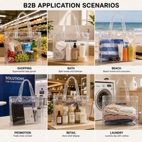 Sac à main écologique transparent en PVC, sacs cadeaux et promotionnels avec poignée et bouton