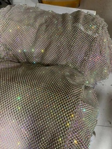 Vestido de fiesta de color claro con diamantes de imitación para mujer, camiseta Sexy transparente de malla con diamantes, camiseta gris de manga larga con cuello redondo - Product Image 5