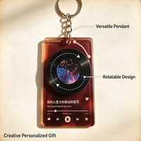 Creative Personalized Rotatable Record Design RFID Tag Acrylic NFC Music Album Player Keychain