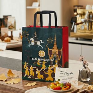Custom Eco-Friendly <b>Biodegradable</b> Kraft Paper Bags with Handle for Beverage Coffee Takeaway <b>Packaging</b> - Product Image 5