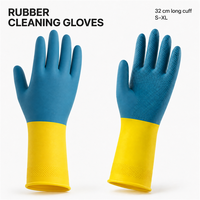 Gants de nettoyage réutilisables en caoutchouc de 32 cm avec grip texturé pour la vaisselle domestique et le nettoyage ménager