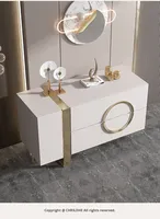 Meuble de rangement moderne italien en acier inoxydable avec panneau en pierre, commode laquée de luxe légère à 3 tiroirs pour salon et maison
