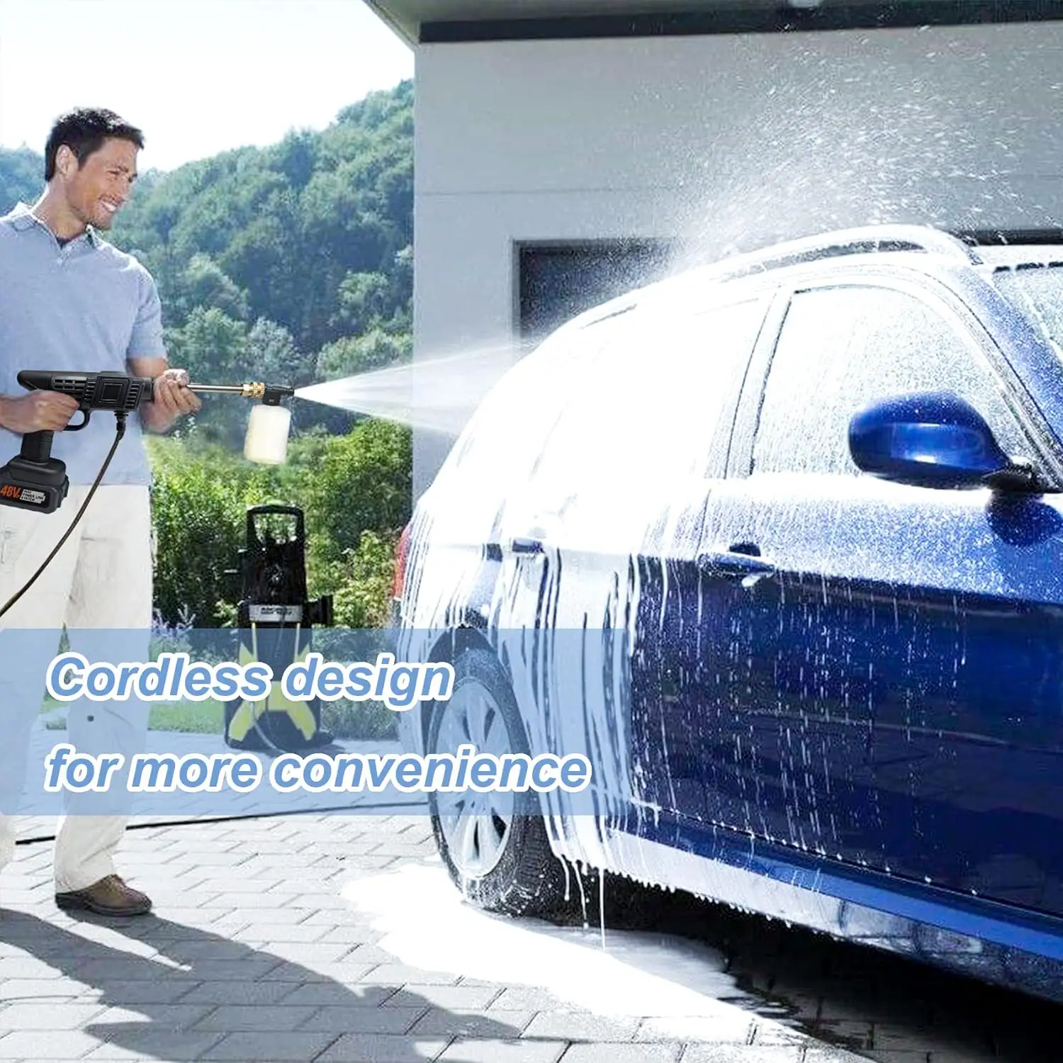 21v High Pressure Cordless Car Washer Wireless Spray Portable Water Gun Cleaning Machine For Irrigation With Lithium Battery