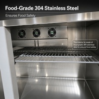 Kulkas Komersial Satu Pintu Stainless Steel dengan Meja Kerja di Bawah, Pendingin Kipas untuk Restoran, Bar, Toko