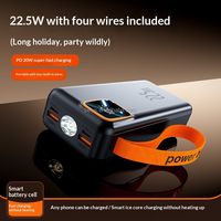 Batteries externes grande capacité 30000mAh avec 4 câbles, lumière d'urgence, charge rapide PD 22.5W, chargeur portable, affichage numérique intelligent