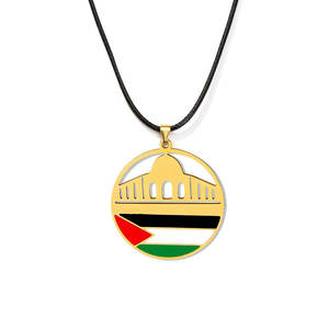 Saint-Esprit Blanc Colombe Palestine Drapeau Libre Plaqué Or Pendentif Collier Argent Plaqué Métal Émail Paix Pigeons Drapeau Collier - Product Image 3