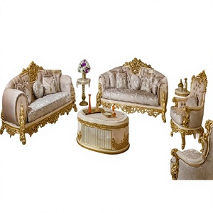 Juego de Sofás Grand Villa de 8 Plazas con Tallados Elaborados, Muebles de Madera de Teca Tradicional Personalizables para Sala de Estar, Elegante Juego de Comedor de 8 Plazas - Product Image 1
