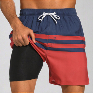 Men's Summer Sports Shorts Casual Fitness Beach Pants Double-<b>Layer</b> Quick Drying Sweat Absorption <b>Mid</b> Waist Knitted Hot Shorts 3D - Product Image 3