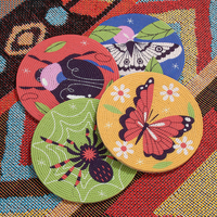 MANTU sous-verres à motif d'insecte personnalisés en gros sous-verres faits à la main en perles de riz sous-verres à motif papillon araignée