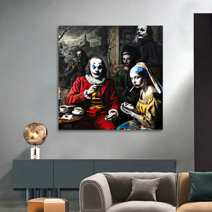 Guanjun pop art <span class=keywords><strong>pittura</strong></span> retrò stile vintage fumando ragazza con un orecchino di perla e stampa joker su tela <span class=keywords><strong>pittura</strong></span> - Product Image 5