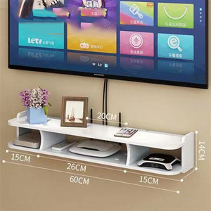 Étagère murale multifonctionnelle carrée en bois sans perforation pour décodeur TV <span class=keywords><strong>de</strong></span> salon, style industriel - Product Image 2