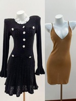 AIMEISI Vente en gros Livraison rapide Robes courtes en tricot pour femmes élégantes décontractées à manches longues en crochet