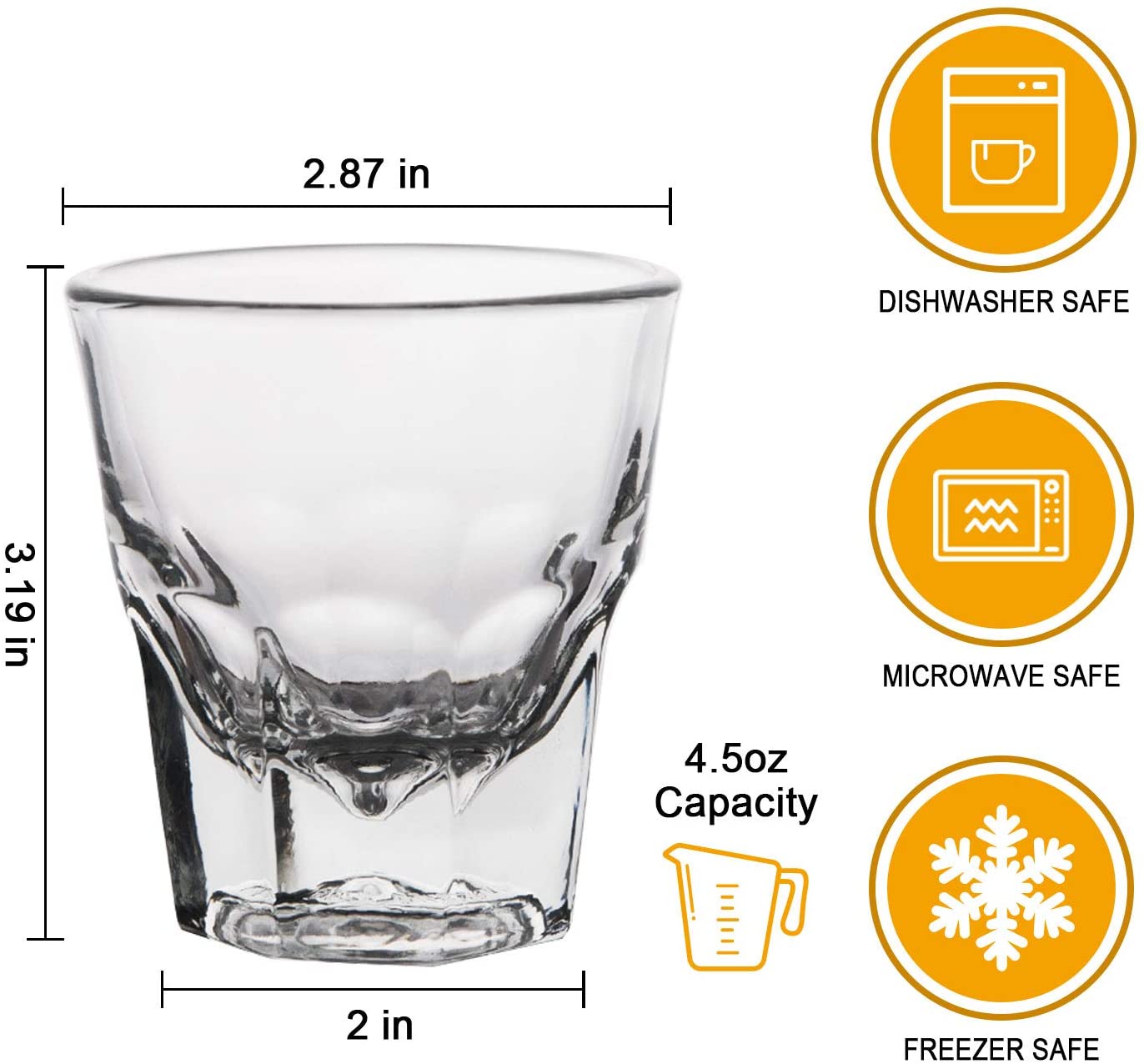 Whiskey Shot Glasses Heavy Base Shot Cups 4.5oz,Cocktail ,Rocks Mini Glass Cups