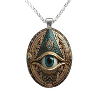 Collier pendentif œil du diable rétro ovale, amulette, bijoux de mode pour la Saint-Valentin, idéal pour le dropshipping