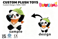Peluche Panda Personnalisée avec Chapeau Feuille Mignon, Personnage de Dessin Animé, Poupée en Peluche pour Cadeaux d'Enfants, Vente en Gros