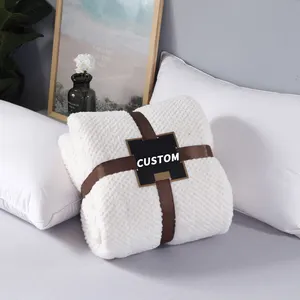 Good Selling Cozy Soft Plain Solid Colour Travel Home Decor Textured Custom Logo Single Layer Flannel Fleece Blanket
