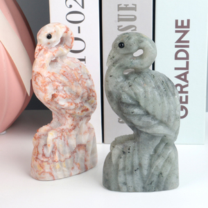 Vente en gros de sculptures d'animaux en pierre naturelle, sculptures d'oiseaux en cristal, statues de flamants roses en pierres précieuses pour la décoration de table - Product Image 3