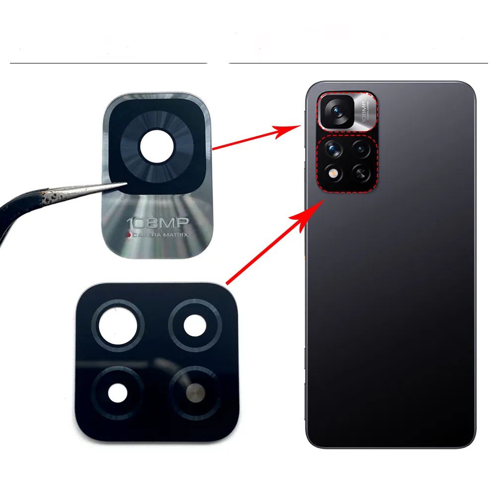 मोबाइल फोन के लिए वापस कैमरा लेंस प्रतिस्थापन हिस्सा Redmi नोट 11 प्रो प्लस 10A 10C कैमरा लेंस डाकू