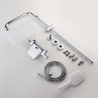 Ensemble de douche thermostatique de luxe en laiton de haute qualité à double poignée, mitigeur de bain en céramique, douche pluie douce murale, design moderne pour salle de bain