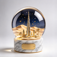 Globe à neige de Noël de luxe Dubaï Burj Khalifa, base en marbre personnalisée, résine, souvenir touristique, décoration, cadeau d'affaires, globe à neige personnalisé