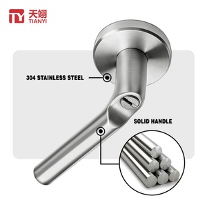 TIANYI Modern Brushed Nickel Tubular Lever Door <b>Lock</b> <b>Set</b> Keyed Entry Satin Nickel Handle for Bedroom Office Exterior Door - Product Image 3